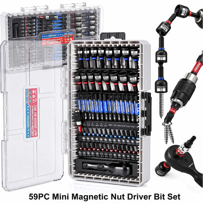 41/59/80-Piece Magnetic Impact Nut Driver Set – SAE & Metric Socket Bits, Adapters, Extensions, Wing Nut Driver & Universal Sockets