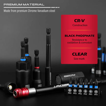41/59/80-Piece Magnetic Impact Nut Driver Set – SAE & Metric Socket Bits, Adapters, Extensions, Wing Nut Driver & Universal Sockets